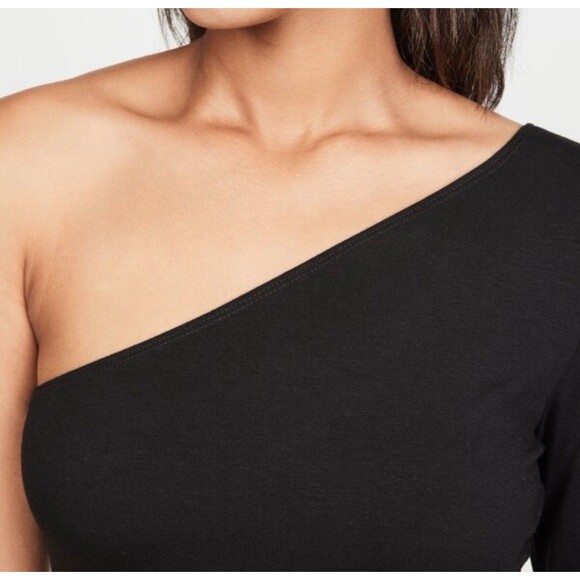 NWT Reformation Yara Size S One Shoulder Tencel Black Mini Dress Stretchy New - Picture 13 of 14